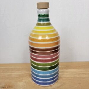 Frantoio Muraglia Pop Art Rainbow Olive Oil Bottle Vase 8.25" Italian Ceramic